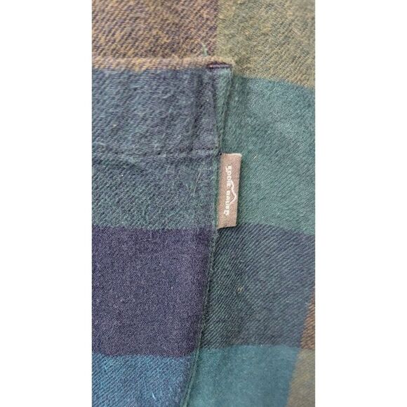 Mens Eddie Bauer Flannel Plaid Shirt Size Large Blue Green - Picture 3 of 9
